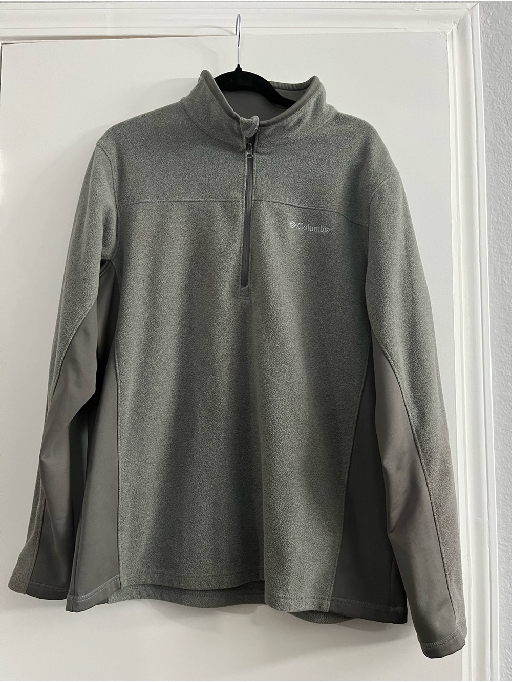Columbia Men's Gray Fleece 1/4 Zip Pullover Large Mock Neck Outdoor Jacket
